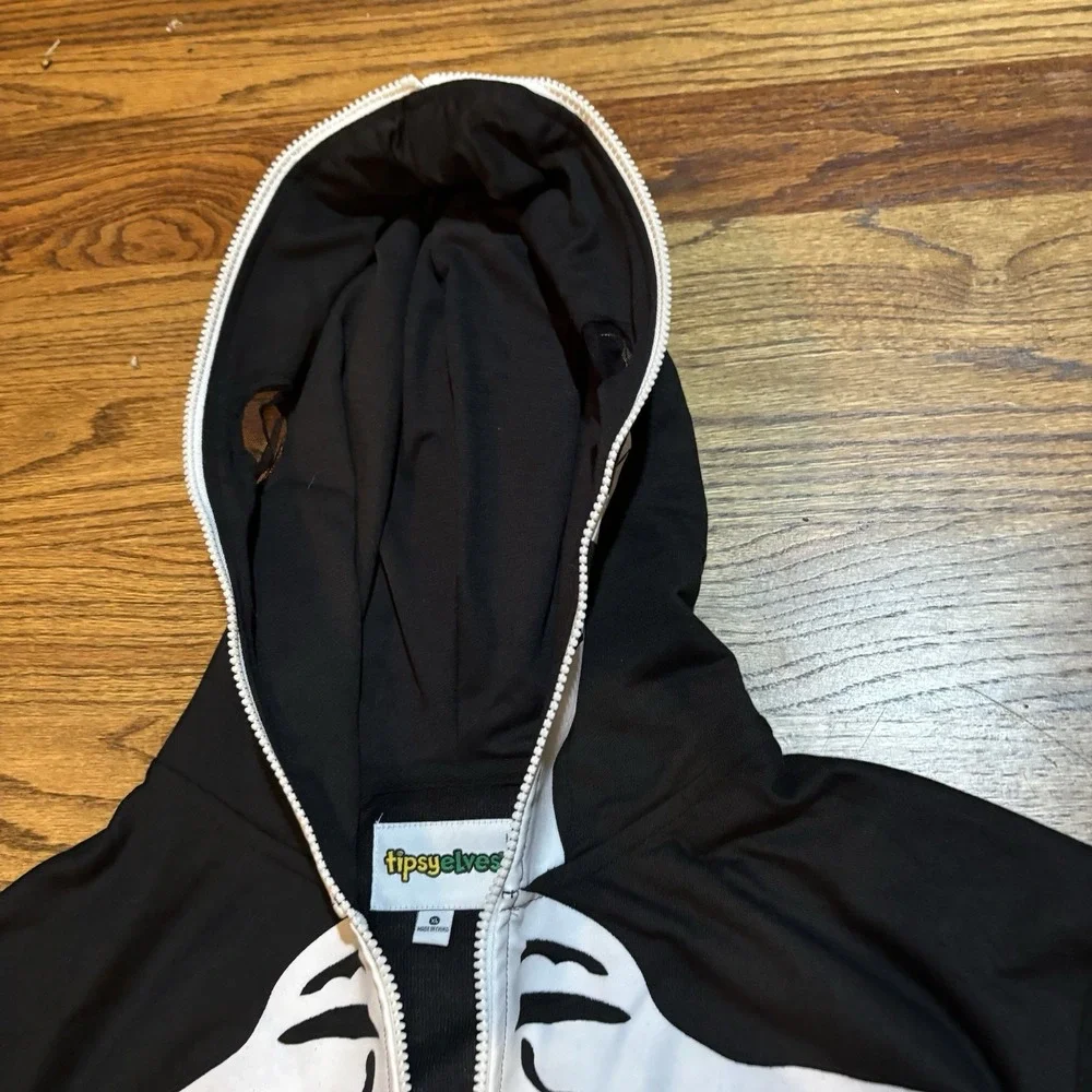 TIPSY ELVES ONE‎ PIECE ZIP UP MASK SKELETON JUMPSUIT Unisex Size XL HALLOWEEN - Picture 5 of 14